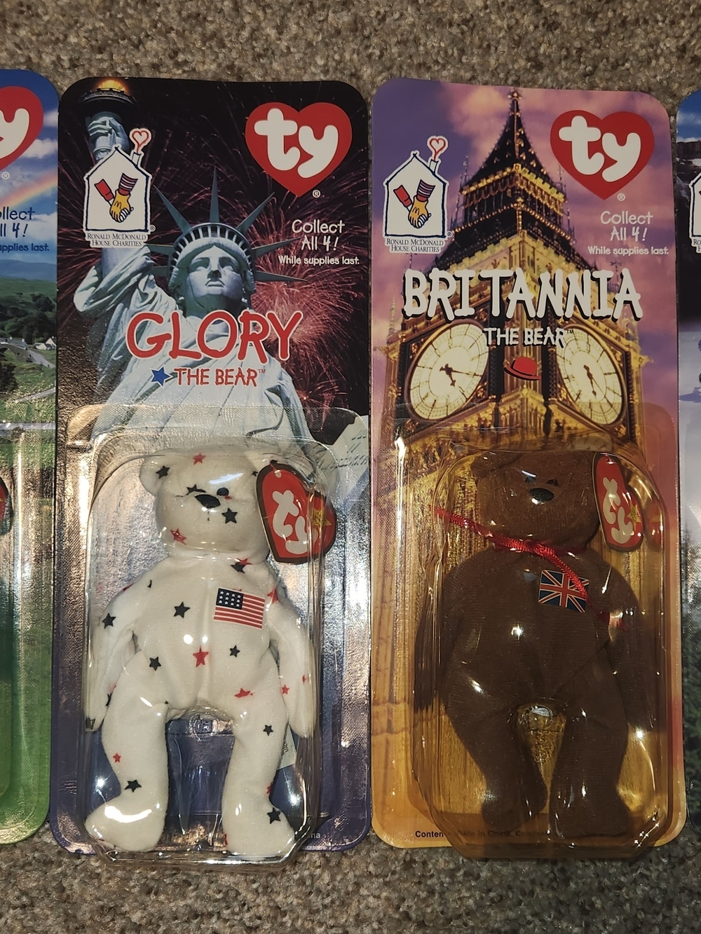 Ty Beanie Babies Ronald McDonald Set Of 4 Glory Maple Britannia Erin